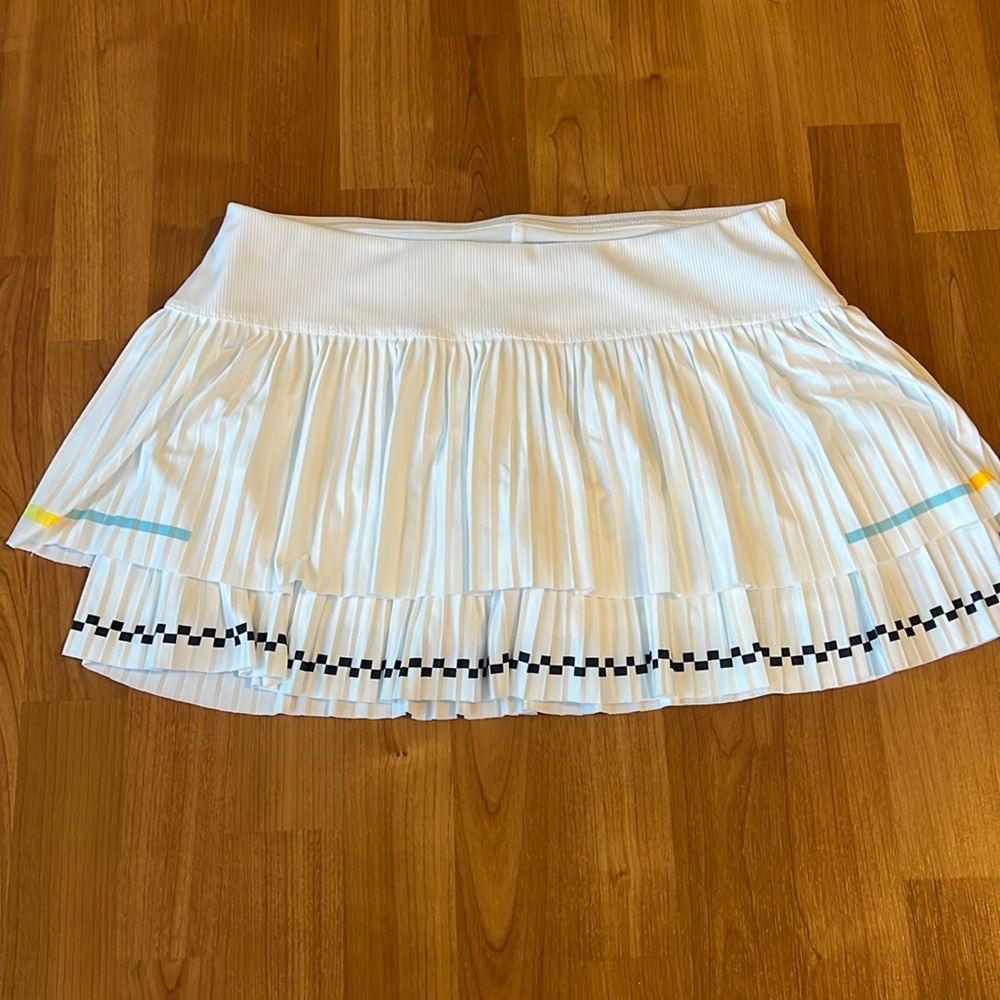 Lucky in Love White Pleated Circle Skirt with Black Check and Pastel Accents